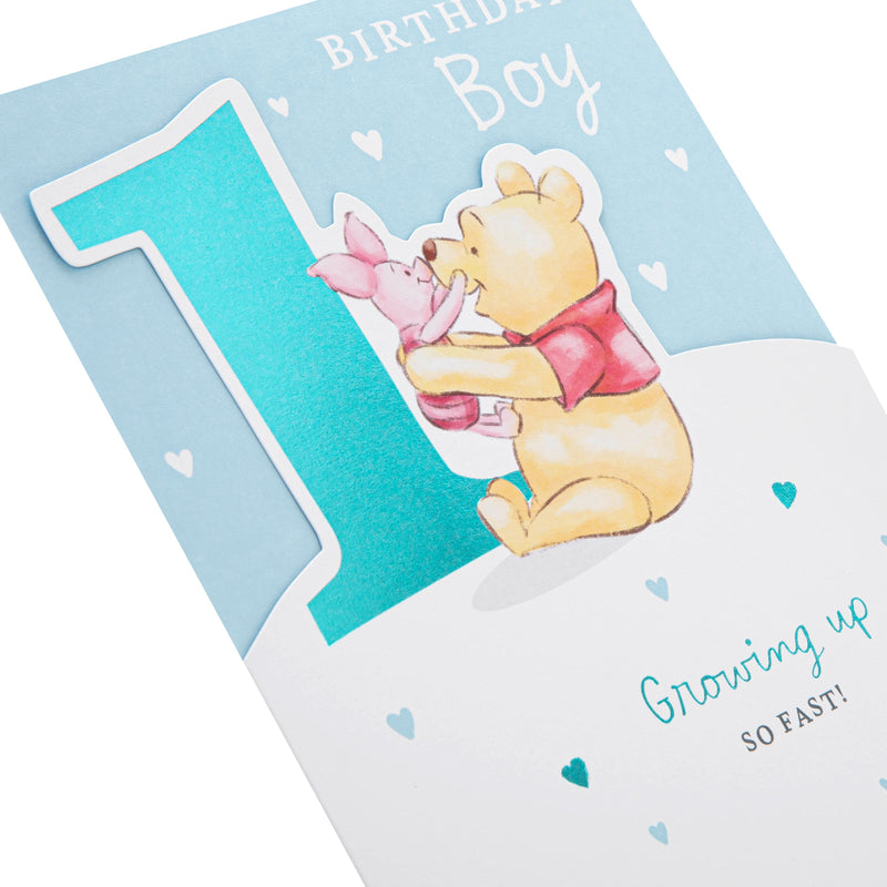 1st Birthday Card for Boy - Disney Winnie the Pooh Design