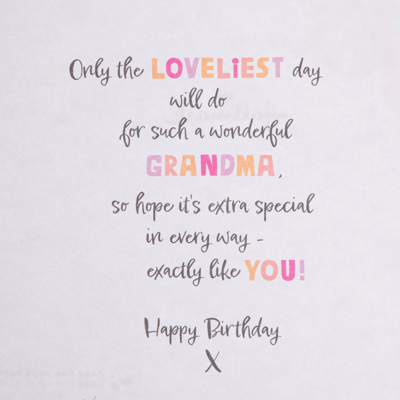 Birthday Card for Grandma - Pink Forever Friends Flowers Design