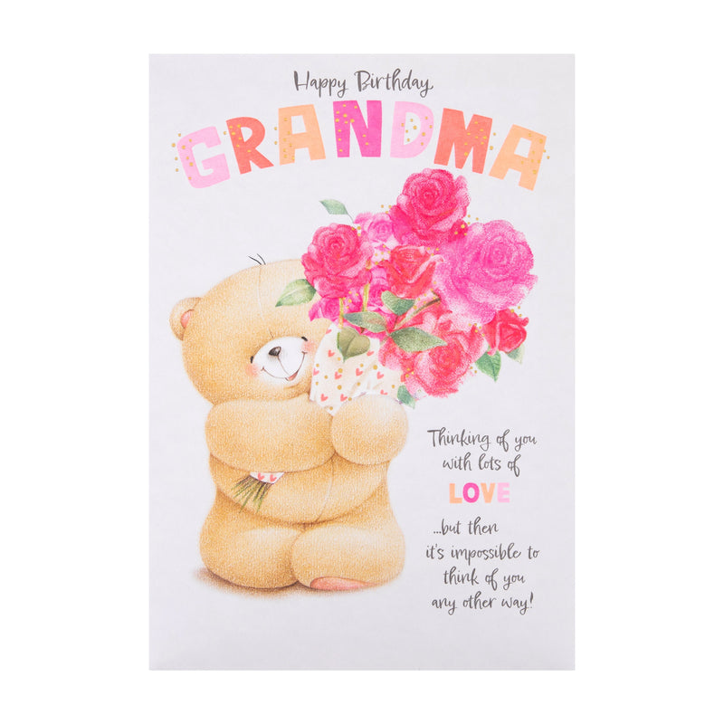 Birthday Card for Grandma - Pink Forever Friends Flowers Design