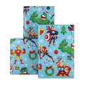 12M Multipack Christmas Wrapping Paper - 3 x 4M Rolls in 1 Blue MARVEL Design