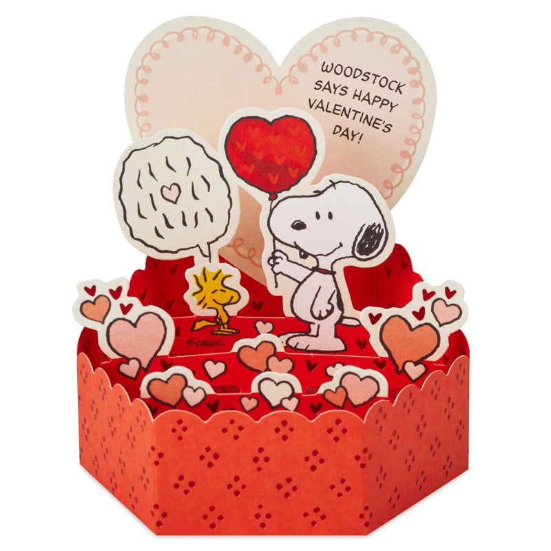 Paper Wonder Mini Valentine's Day Card - 3D Red SNOOPY & WOODSTOCK Design