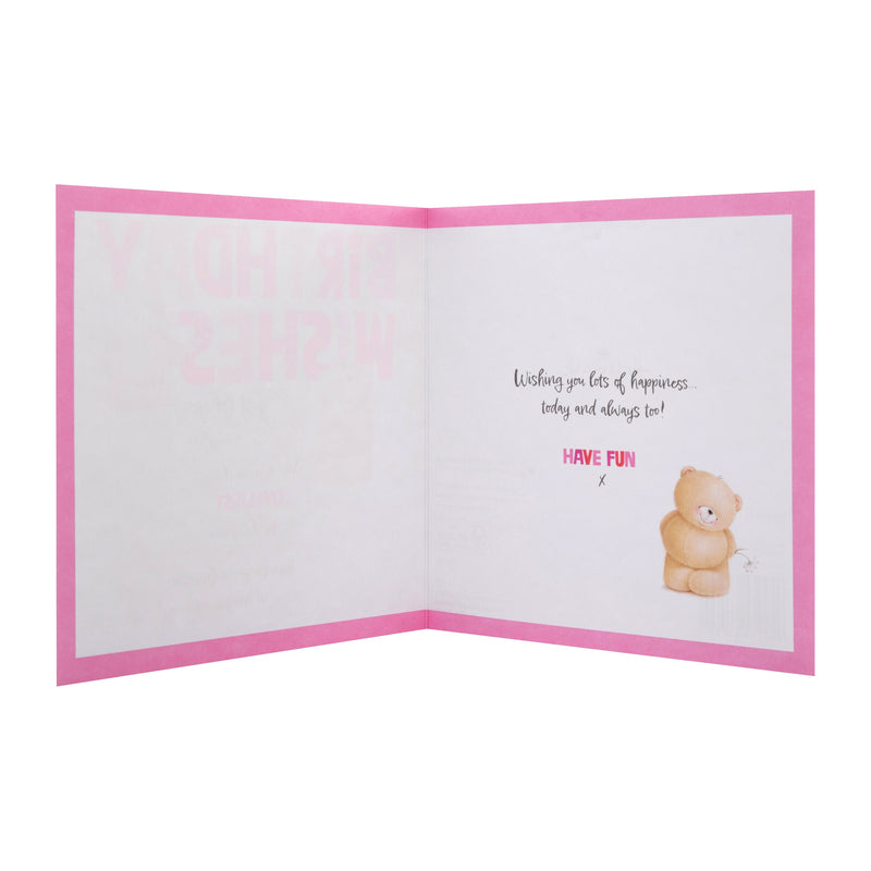 Birthday Card for Her - Pink Forever Friends Bears Daisies Design