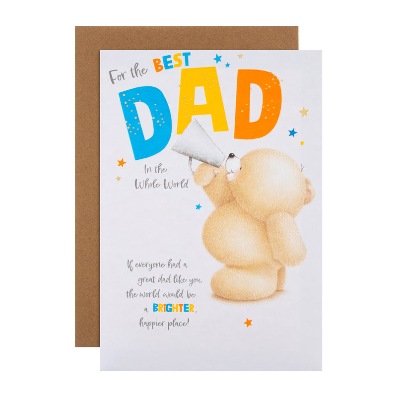 Birthday Card for Dad - Forever Friends Bear with Megaphone Design