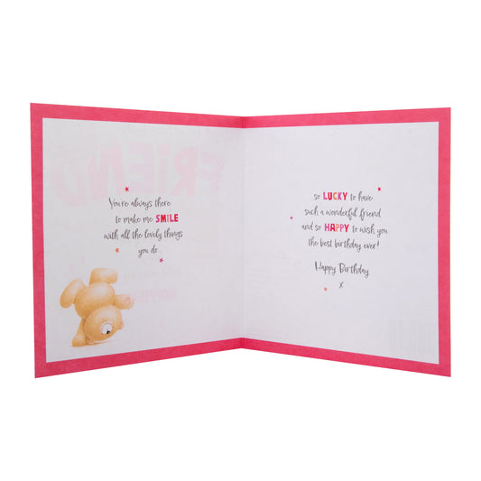 Birthday Card for Friend - Pink Forever Friends & Stars Design