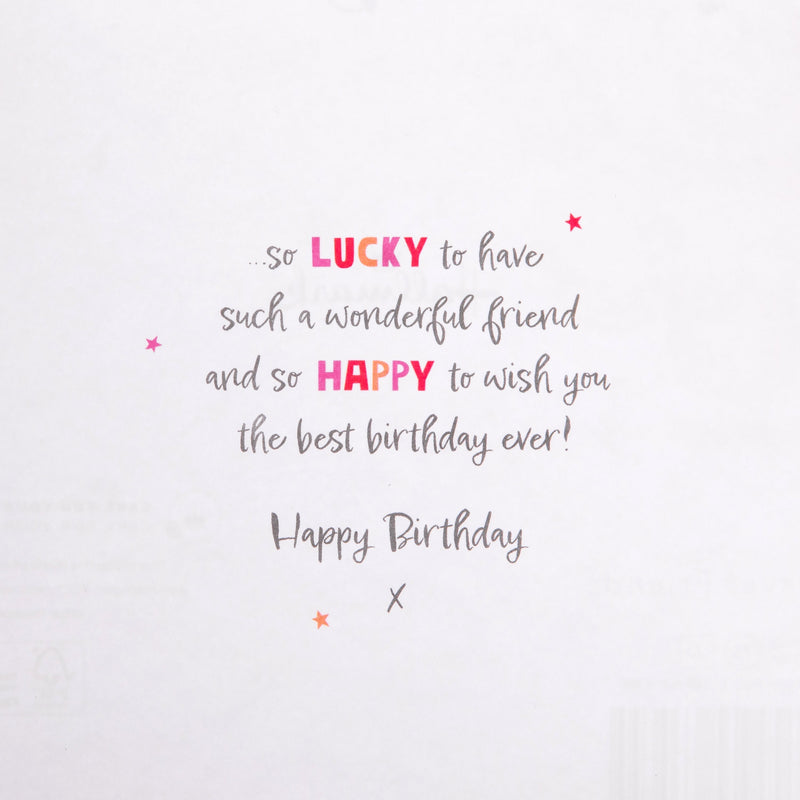 Birthday Card for Friend - Pink Forever Friends & Stars Design