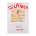 Birthday Card for Girlfriend - Pink Forever Friends Bears Rose Design