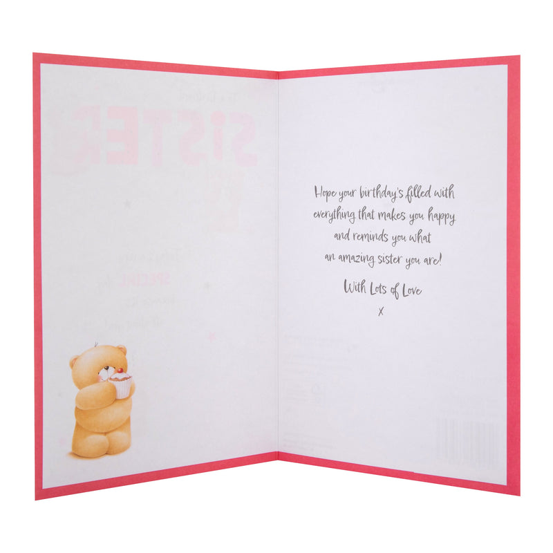 Birthday Card for Sister - Pink Forever Friends Bears Party Design