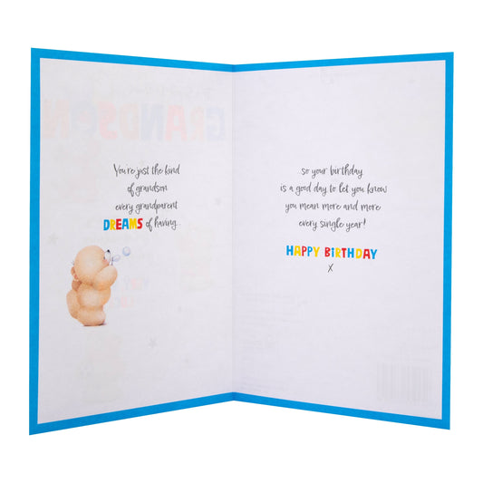 Birthday Card for Grandson - Forever Friends Bears with Football Design
