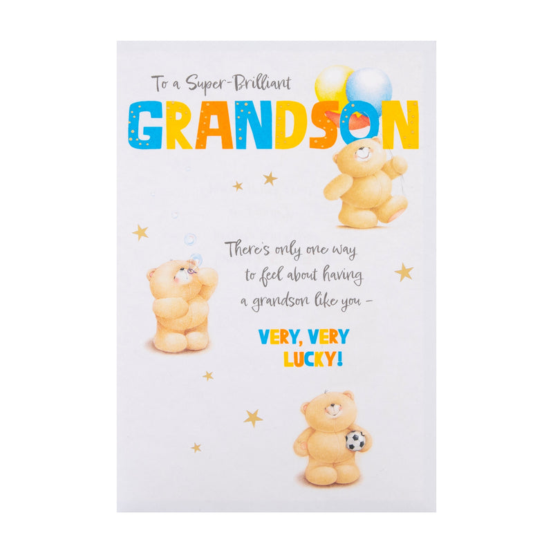 Birthday Card for Grandson - Forever Friends Bears with Football Design