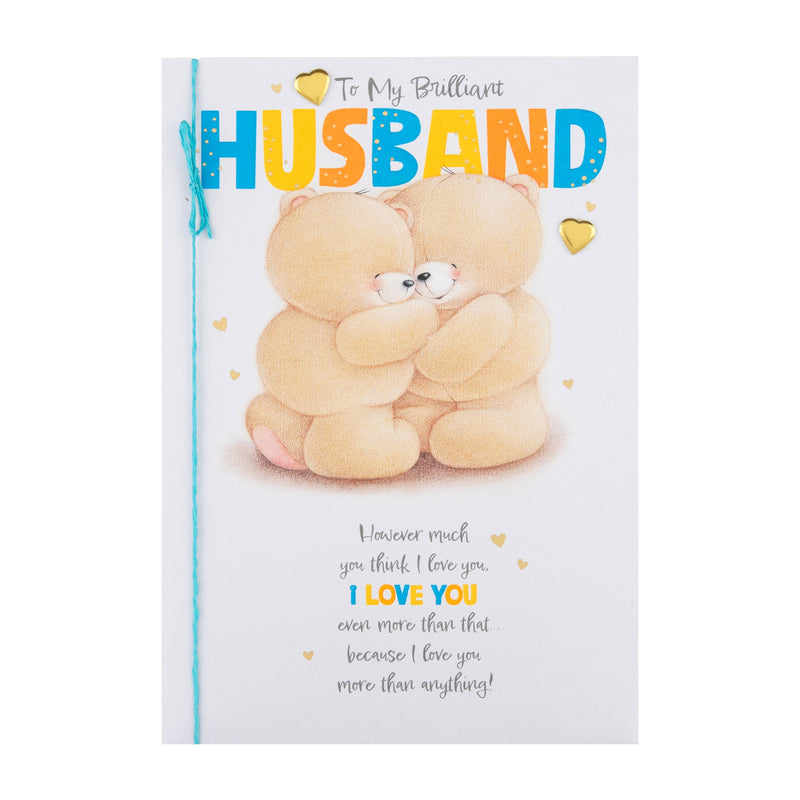 Birthday Card for Husband - Forever Friends Bears Hugs Design