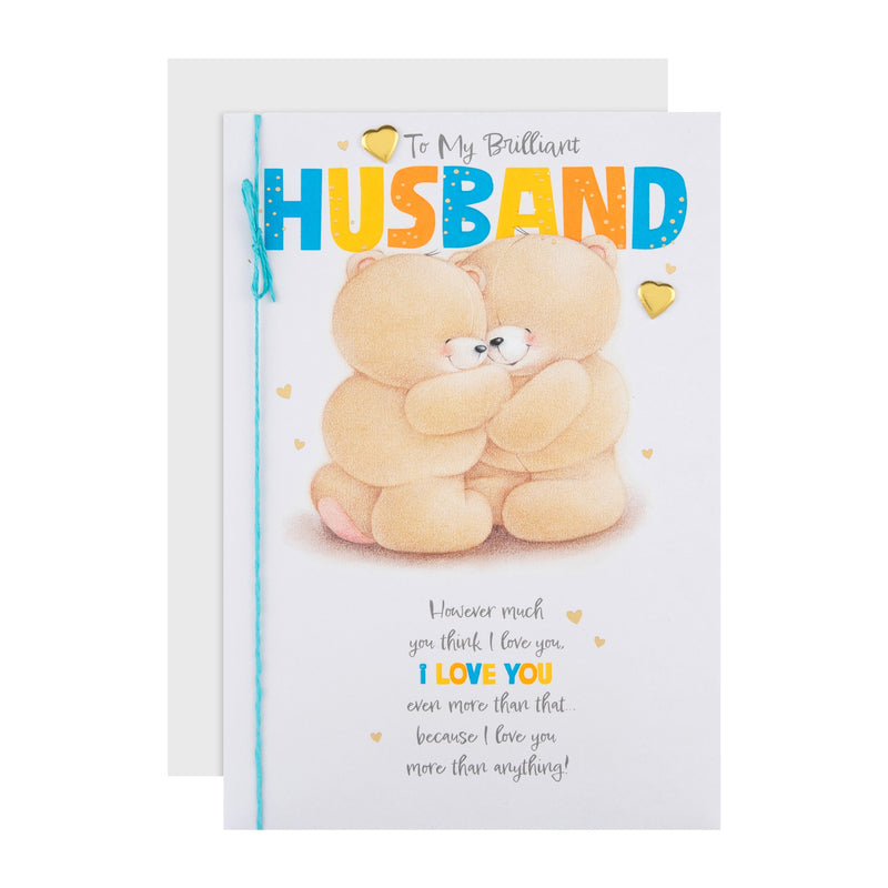 Birthday Card for Husband - Forever Friends Bears Hugs Design