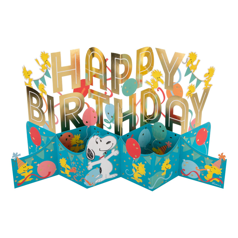 Jumbo Birthday Card - 3D Pop-Up PEANUTS™ SNOOPY & WOODSTOCK Banner