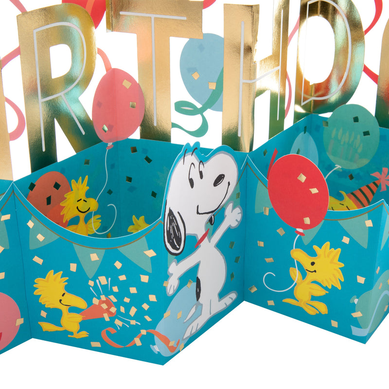 Jumbo Birthday Card - 3D Pop-Up PEANUTS™ SNOOPY & WOODSTOCK Banner