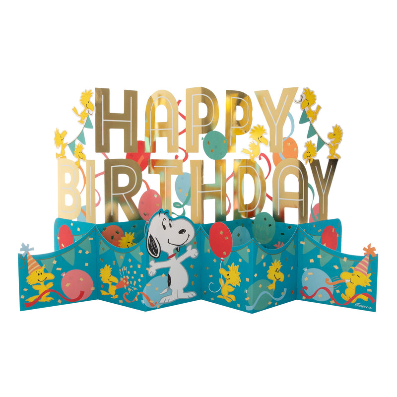 Jumbo Birthday Card - 3D Pop-Up PEANUTS™ SNOOPY & WOODSTOCK Banner