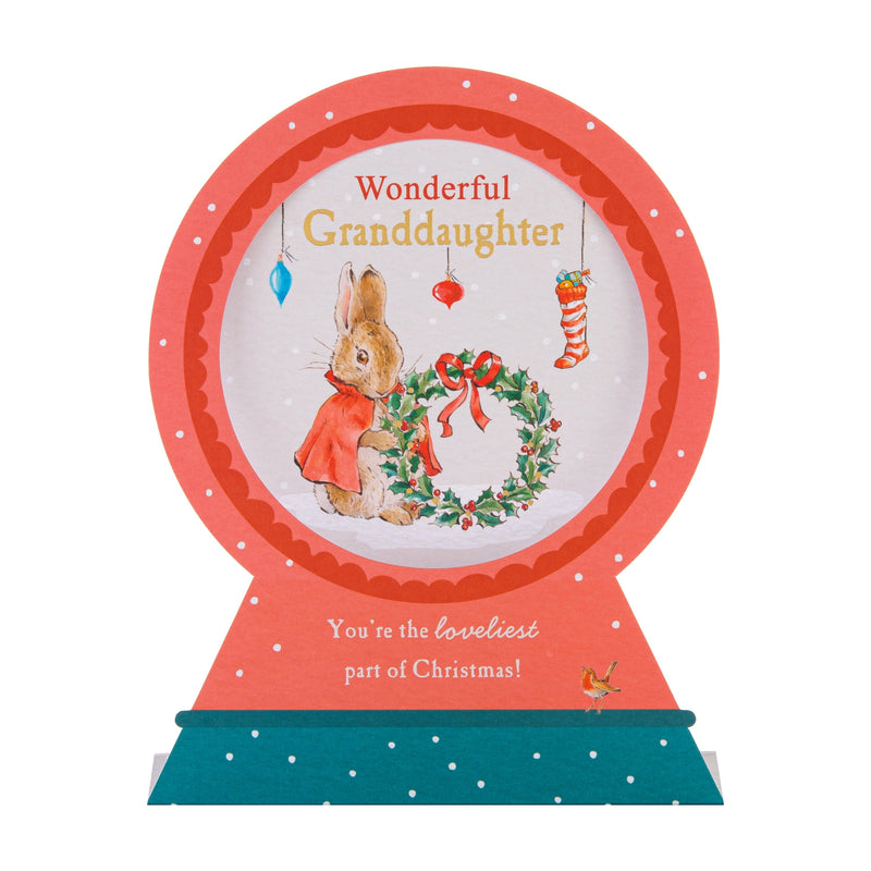 Christmas Card for Granddaughter - 3D & Pop-Up Peter Rabbit™ Snow Globe