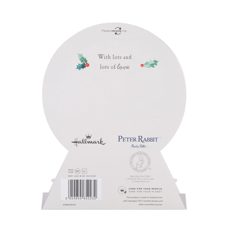 Christmas Card for Son - 3D & Pop-Up Peter Rabbit™ Snow Globe Design