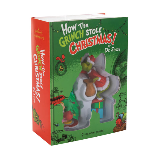Storied Moments Dr Seuss Christmas Ornaments - Set of 2 - The Grinch & Cindy-Lou Who