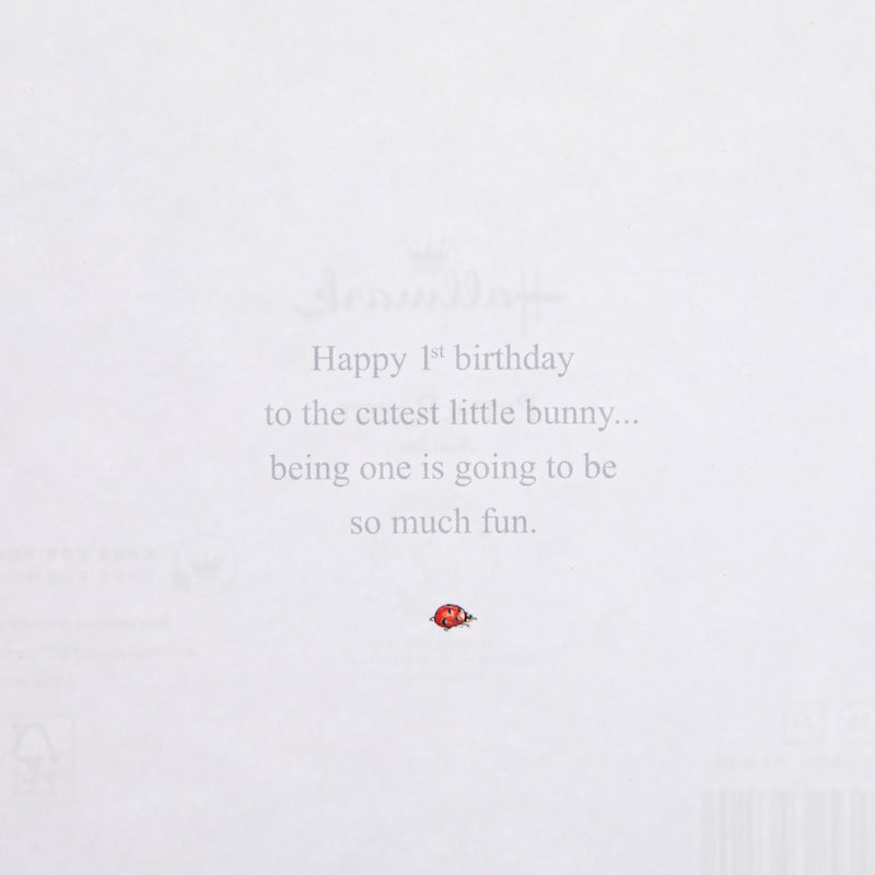 1st Birthday Card for Little Girl - Beatrix Potter's Flopsy Bunny Design