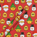 12M Multipack Christmas Wrapping Paper - 3 x 4M Rolls in 1 Red LEGO® heads Design