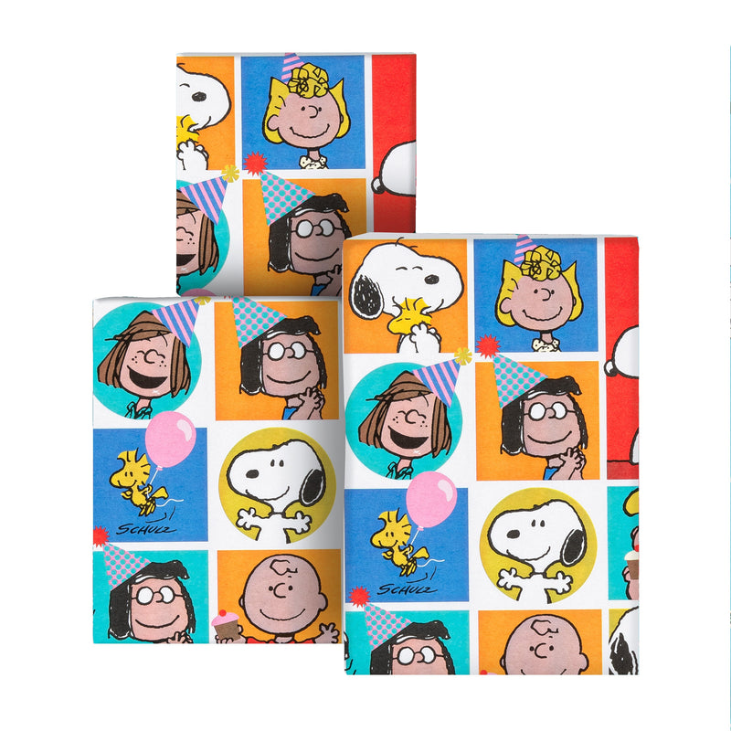 6M Wrapping Paper - 3 x 2M Rolls in 1 PEANUTS™ Comics SNOOPY & Gang Design