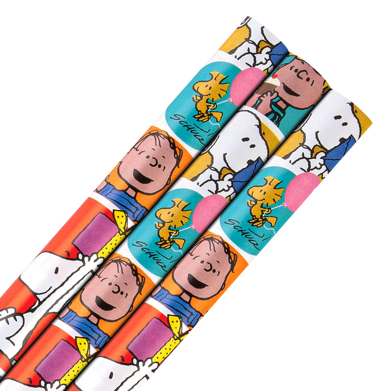 6M Wrapping Paper - 3 x 2M Rolls in 1 PEANUTS™ Comics SNOOPY & Gang Design