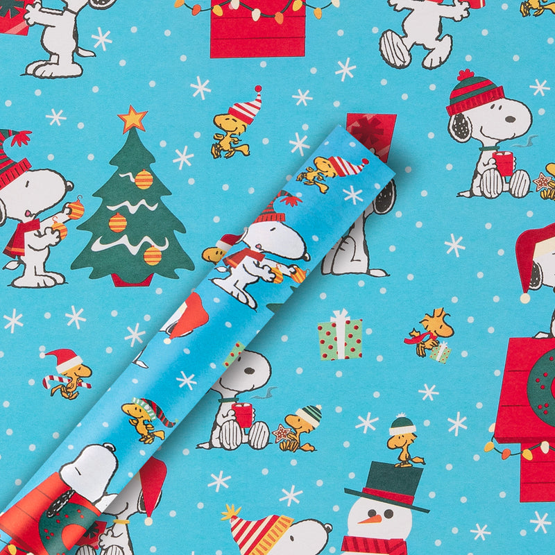 6M Christmas Wrapping Paper - 3 x 2M Rolls in 1 PEANUTS™ SNOOPY Design