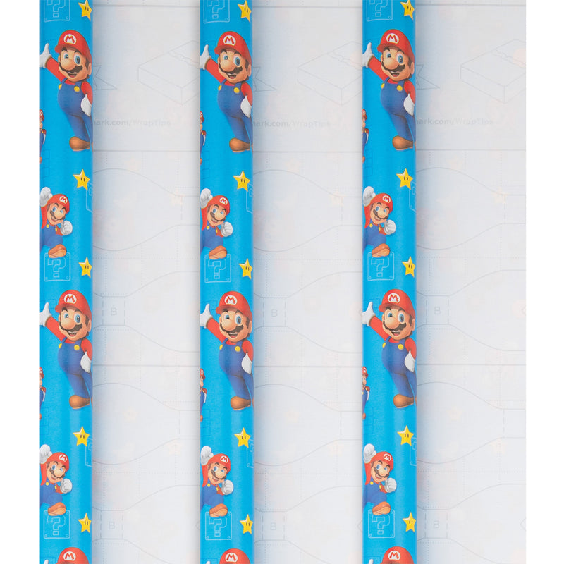 6M Wrapping Paper - 3 x 2M Rolls in 1 Super Mario Bros. Design