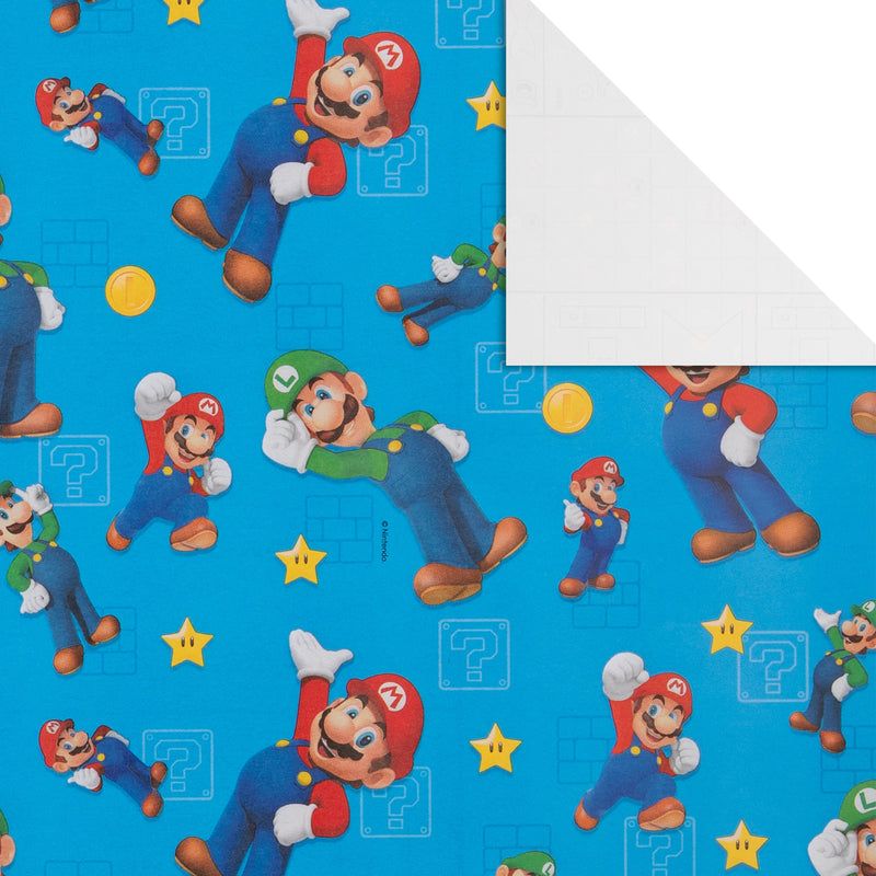 6M Wrapping Paper - 3 x 2M Rolls in 1 Super Mario Bros. Design
