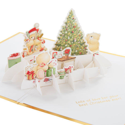 Christmas Card - 3D & Pop Up Forever Friends Bears & Gifts Design