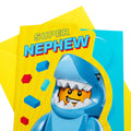 Birthday Card for Nephew - Yellow LEGO® Shark Character Design