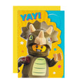 Kids Birthday Card - Yellow LEGO® Dinosaur Character Design