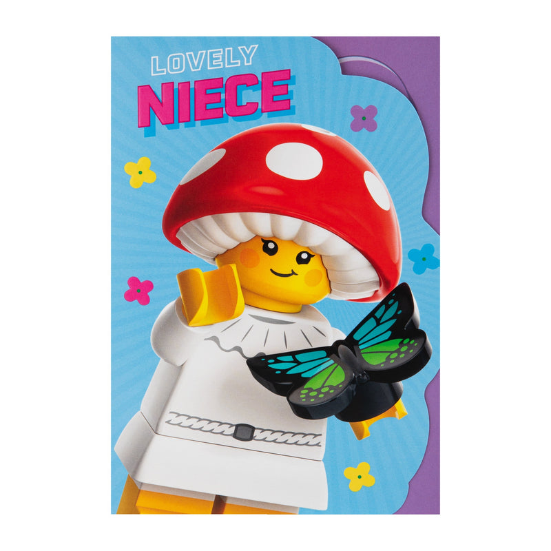 Birthday Card for Niece - Blue LEGO® Mushroom Character Design