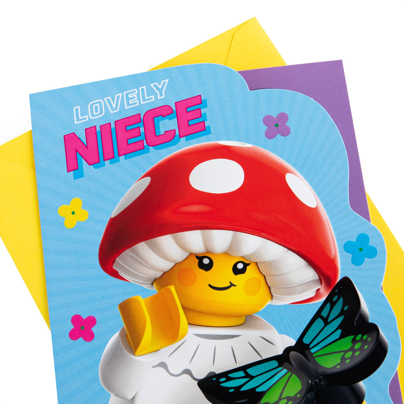 Birthday Card for Niece - Blue LEGO® Mushroom Character Design