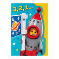 Kids Birthday Card - Blue LEGO® Rocket Character Design