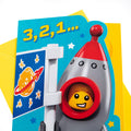 Kids Birthday Card - Blue LEGO® Rocket Character Design