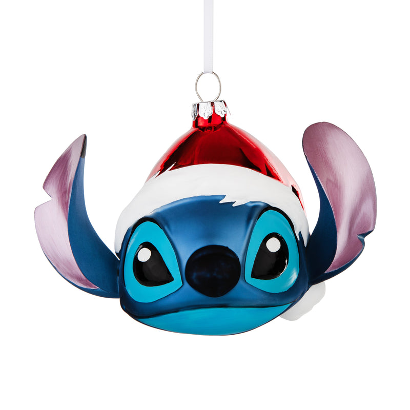 Disney Lilo & Stitch Glass Christmas Ornament - Festive Stitch