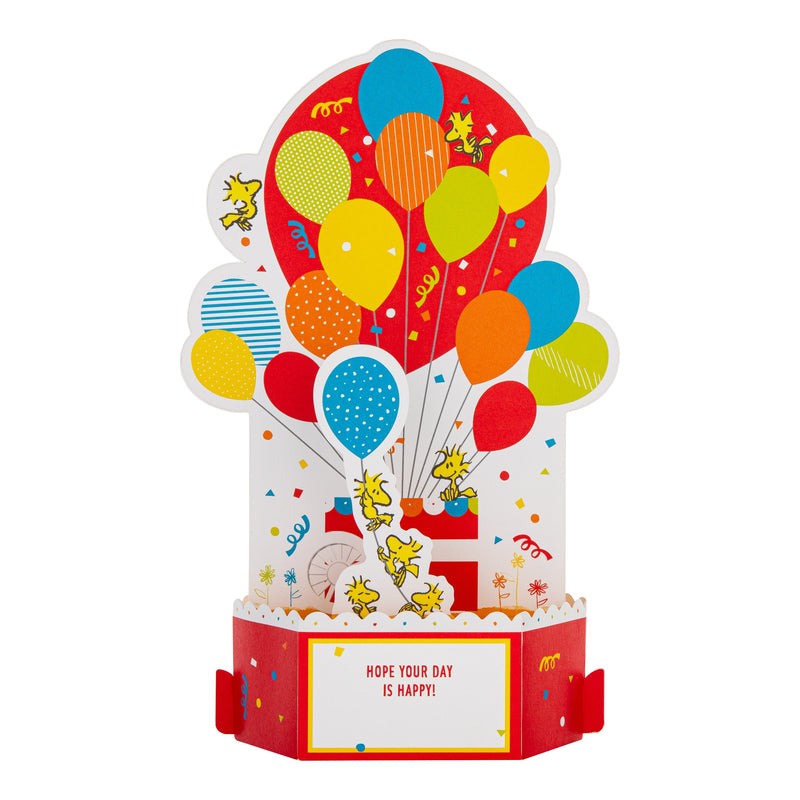Musical & Light Up Birthday Card - 3D & Pop Up SNOOPY & WOODSTOCK Design