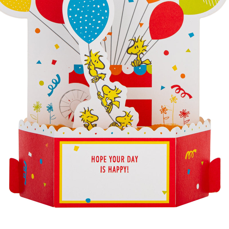 Musical & Light Up Birthday Card - 3D & Pop Up SNOOPY & WOODSTOCK Design