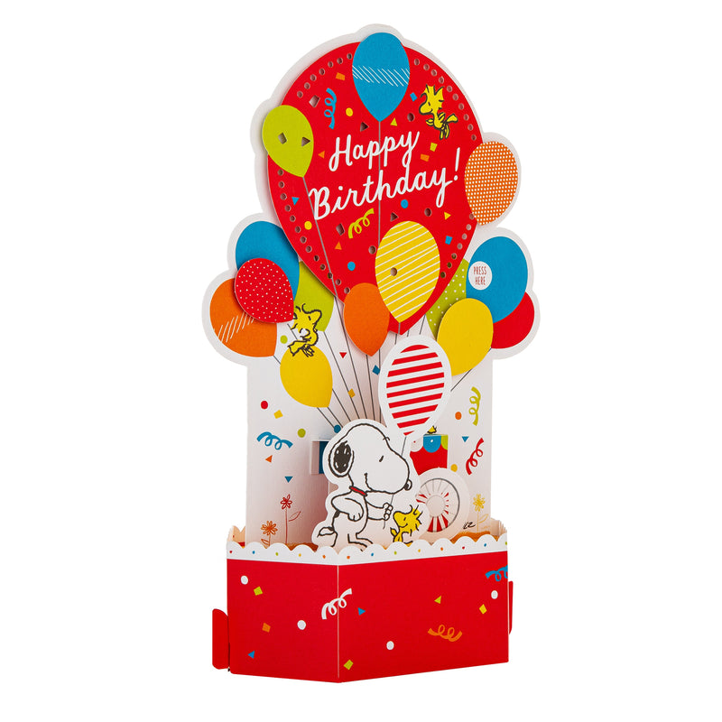 Musical & Light Up Birthday Card - 3D & Pop Up SNOOPY & WOODSTOCK Design