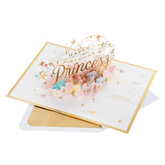 Birthday Card - 3D Pop-Up Pink Disney Princess Design