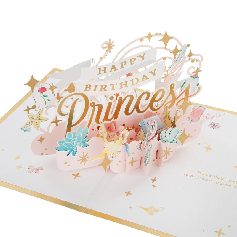 Birthday Card - 3D Pop-Up Pink Disney Princess Design