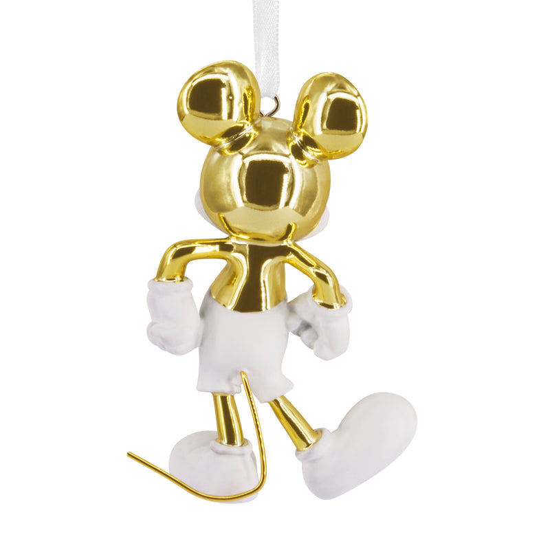 Signature Ceramic Disney Ornament - White & Gold Mickey Mouse Design