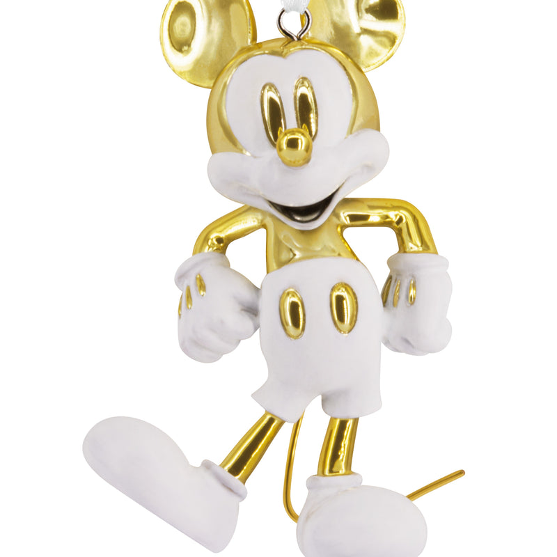 Signature Ceramic Disney Ornament - White & Gold Mickey Mouse Design