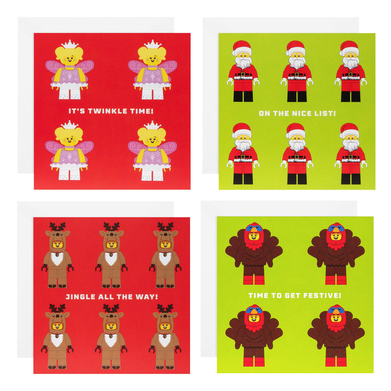 Multipack Kids Christmas Cards - Pack of 20 in 4 Fun LEGO® Designs
