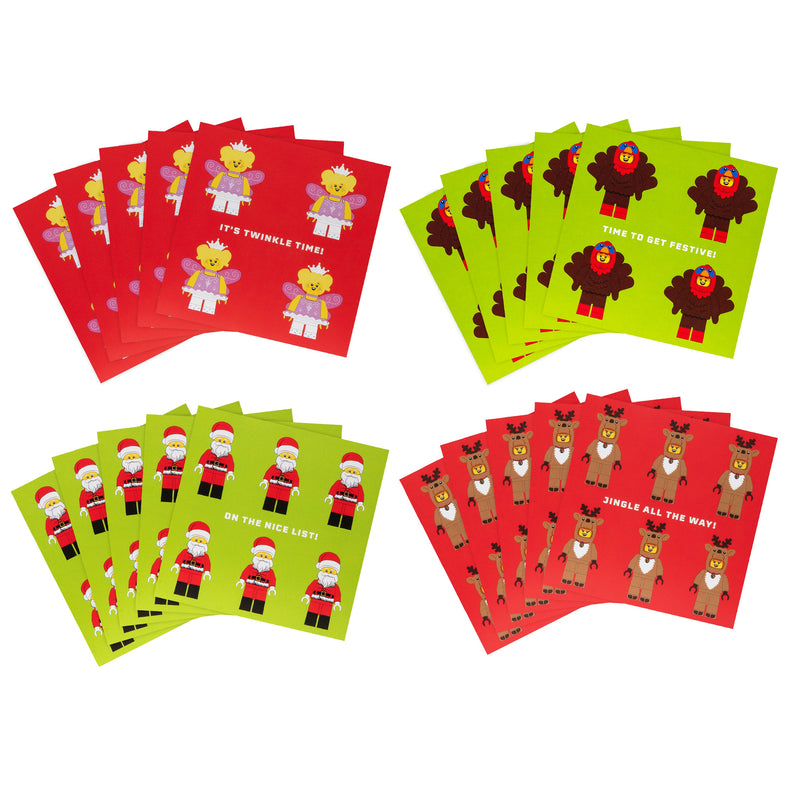 Multipack Kids Christmas Cards - Pack of 20 in 4 Fun LEGO® Designs