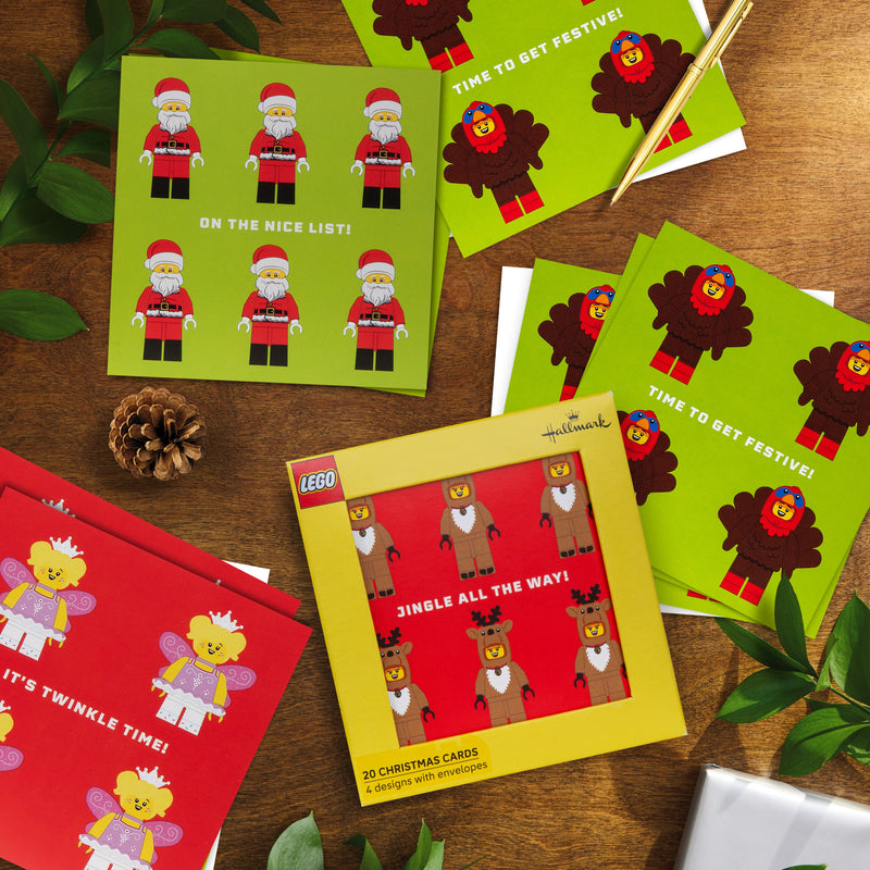 Multipack Kids Christmas Cards - Pack of 20 in 4 Fun LEGO® Designs