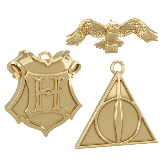 Keepsake Harry Potter™ Ornaments - 3 Pack Deathly Hallows, Hedwig & Hogwarts Crest Design