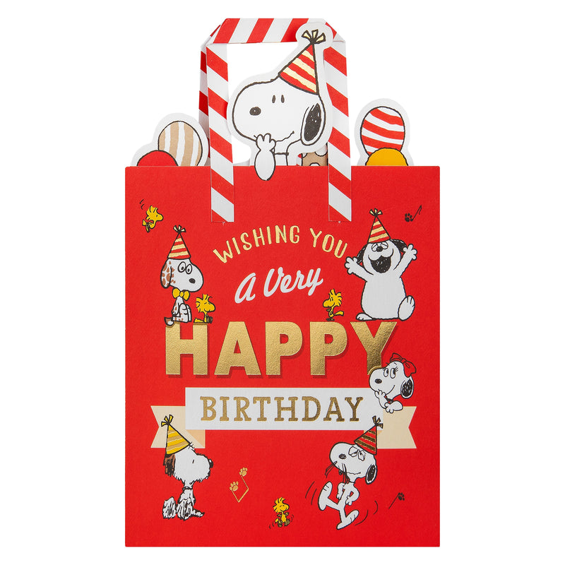 Pop-Up Birthday Card - 3D SNOOPY & PEANUTS™ Pop-Up Balloons & Gift Bag Design