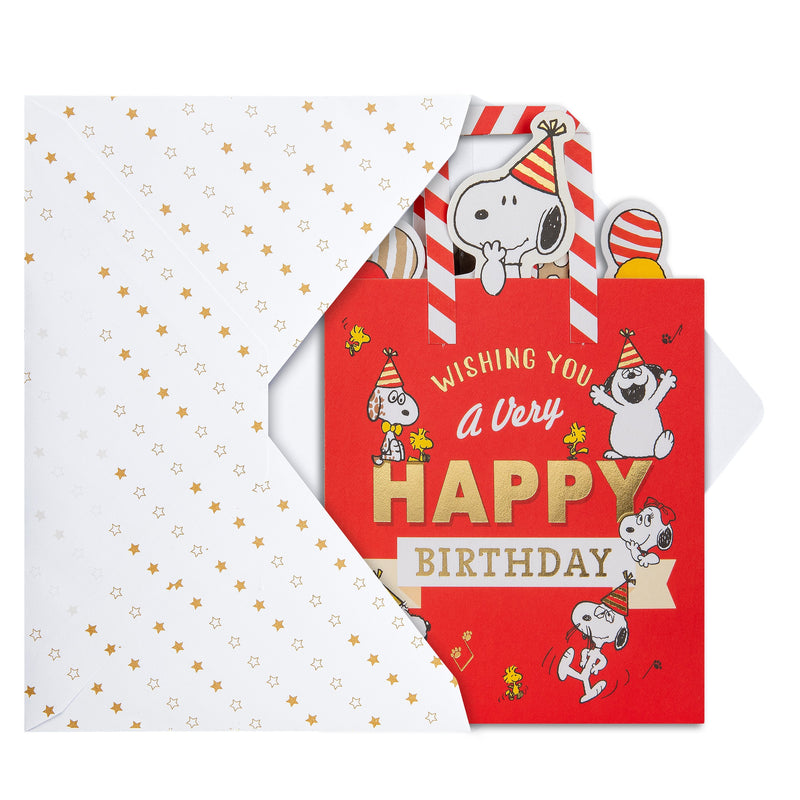Pop-Up Birthday Card - 3D SNOOPY & PEANUTS™ Pop-Up Balloons & Gift Bag Design