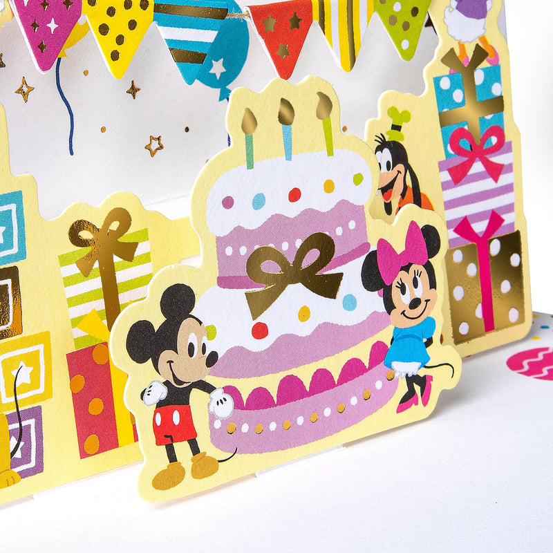 Pop-up Birthday Card - 3D Disney Mickey & Minnie Pop-Up Birthday Scene Design